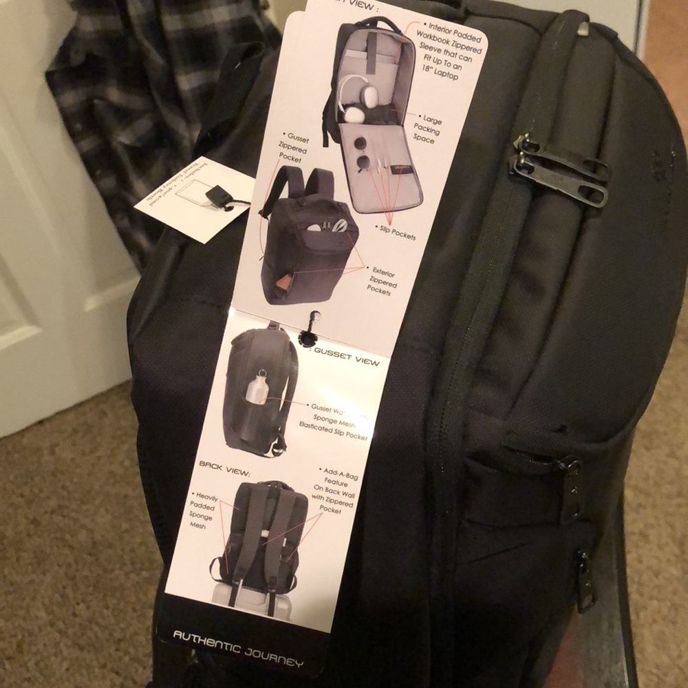 Jack Abrahams The Troy 19” hi-density nylon workbook travel backpack in Black - Picture 4 of 7